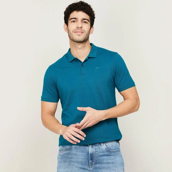 Mens Solid Regular Fit Polo T-shirt